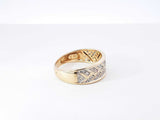 Pavé Diamond & 14k Yellow Gold Herringbone Pattern Ring 3.2g Size 8 Fw0826owzdu