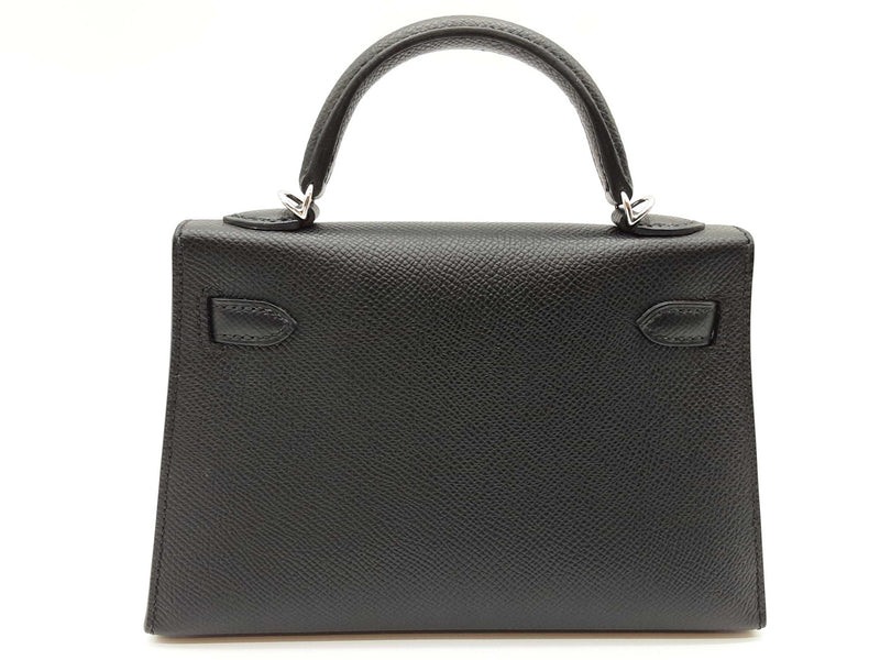 Hermes Mini Kelly Sellier Noir Black Epsom Palladium Crossbody Bag Do0925orxzxde