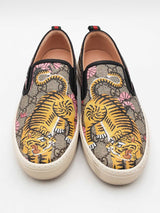 Gucci Gg Supreme Canvas Bengal Tiger Print Slip On Sneakers Size 38 Eb0426oxzsa