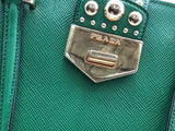 Prada Saffiano Leather Studded Promenade Satchel Green Aa0826wxzsa