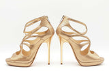Jimmy Choo Loila Gold Metallic Strappy Peep Toe Heels Size 35.5 Fw0824sxdu