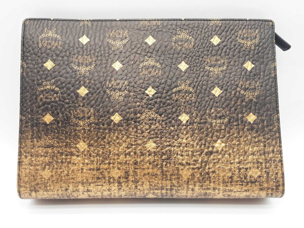 Mcm Black Gold Gradation Visetos Coated Canvas Zip Pouch Clutch Do0724lrxde