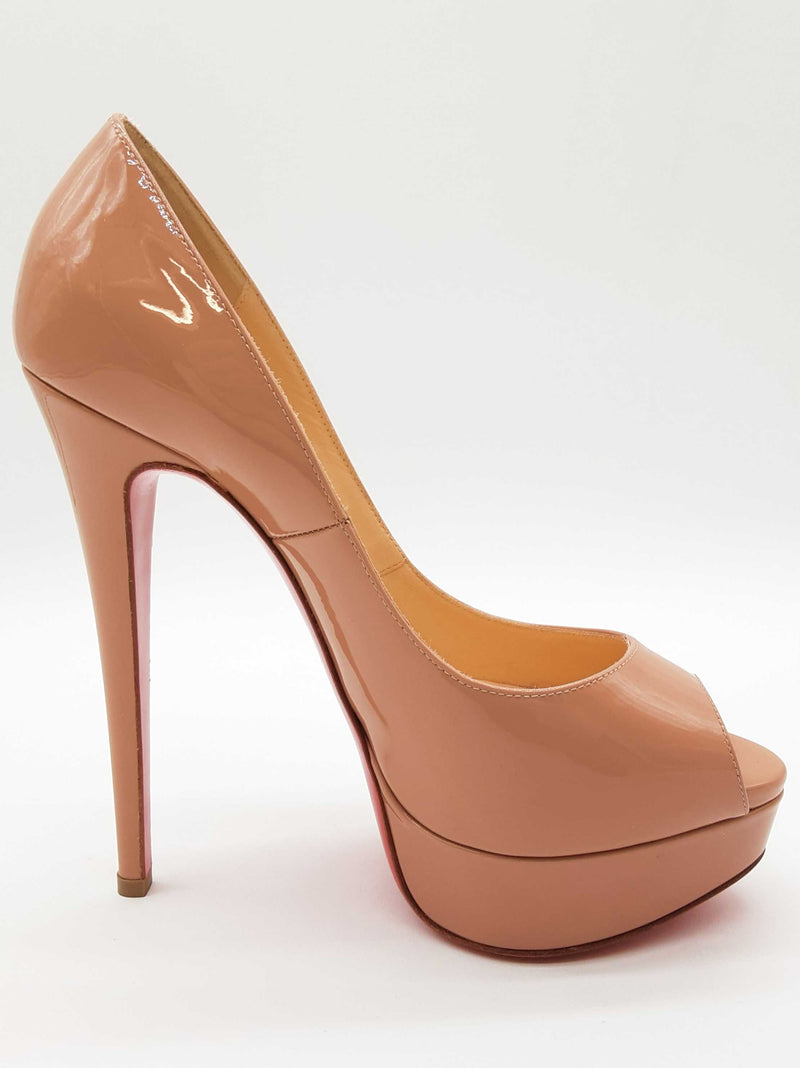 Christian Louboutin Lady Peep Nude Patent Leather Heels Size Eu 37 Do0625lrxde