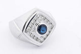 Diamond & Blue Gemstone Ring In 14k White Gold 16.7 Grams Size 14.25 Eb0926srxsa