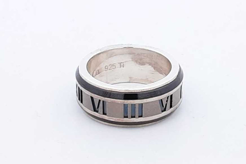 Tiffany & Co. Sterling & Titanium Atlas Ring 7.9 Grams Size 5.5 Eb0824sxsa