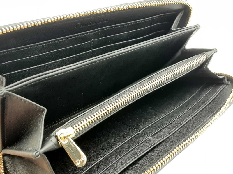 Christian Dior Lady Voyageur Black Cannage Lambskin Leather Wallet Fw0325lzxdu