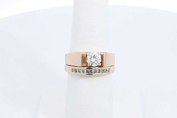 0.60 Cttw Diamond & 14k Yellow Gold Bridal Set 8.1 Grams Size 6.5 Eb1124ppxdu