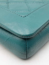 Chanel Full Flap Crossbody Bag In Teal Quilted Crumpled Calfskin Fw0925ozxzdu