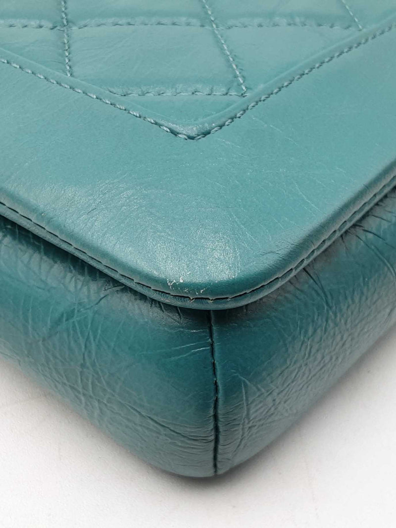 Chanel Full Flap Crossbody Bag In Teal Quilted Crumpled Calfskin Fw0925ozxzdu