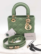 Christian Dior Lady Dior Mint Green Cannage Top Handle Bag Eb1225lrxzde