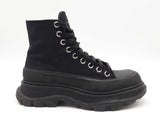 Alexander Mcqueen Tread Slick Black Canvas Lace Up Boots Size Us 7.5 Fw0126llxdu