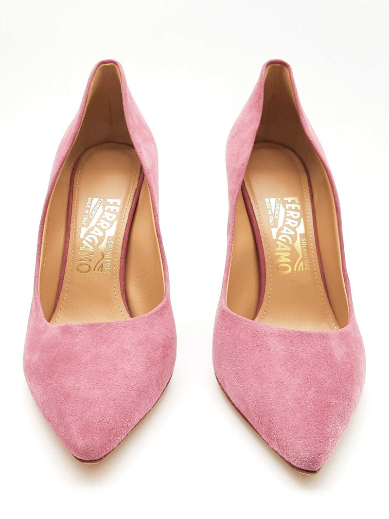 Salvatore Ferragamo Susi 100 Pink Suede Heels Size 8 Lh1223crde