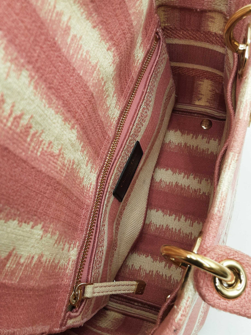 Christian Dior Lady D-lite In Pink D-stripes Canvas Fw0125lsxzdu