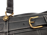 Christian Dior Black Leather Jeans Pocket Shoulder Tote Bag Do0525oxzde