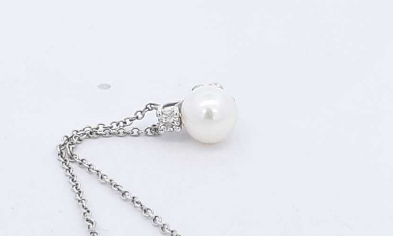 Tiffany & Co. 18k White Gold Chain With Pearl Pendant 16 Inch, 2.58g Eb0324oorsa