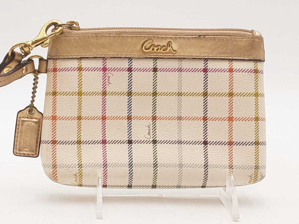 Coach Heritage Tatersall Tartan Plaid Wristlet Aa0725pzsa