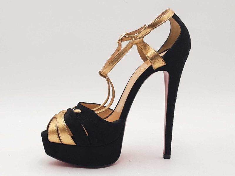 Christian Louboutin Suede Nappa Laminato Glennalta 150 Pumps Black Size 7.5 Aa0525loxsa