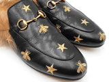 Gucci Princetown Embroidered Slippers In Black Leather Size Eu 41 Fw1225lrxdu