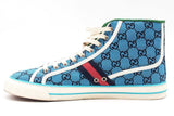 Gucci Tennis 1977 Blue Gg Canvas High Top Sneakers Size 12 Eb0125lirsa