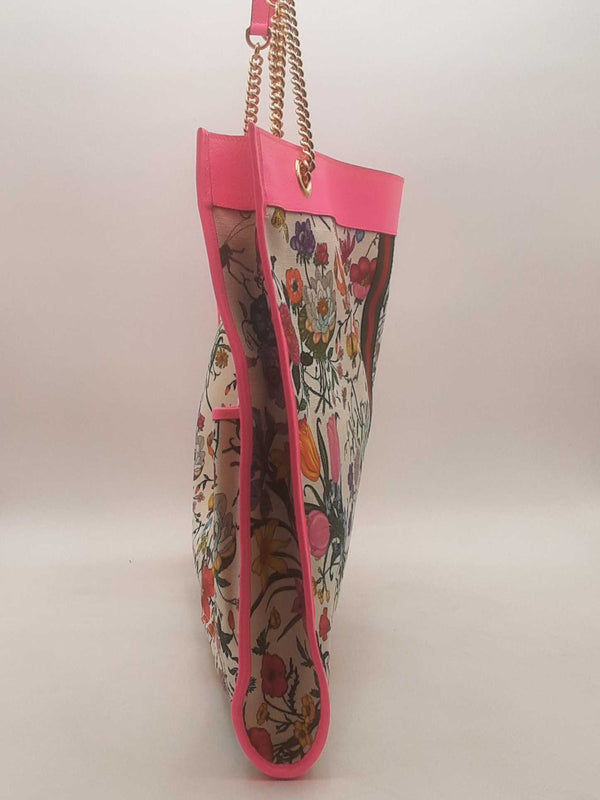 Gucci Canvas Flora Large Rajah Chain Tote Bag Sd0525czxsa