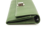 Tiffany & Co. Green Leather Turnlock Wallet With Chain Eb0626lrxde