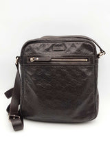 Gucci Guccissima Dark Brown Leather Messenger Crossbody Bag Eb0426lrxsa