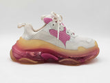 Balenciaga Triple S Trainers In White & Pink Leather & Mesh Size 6 Fw0425lxzdu