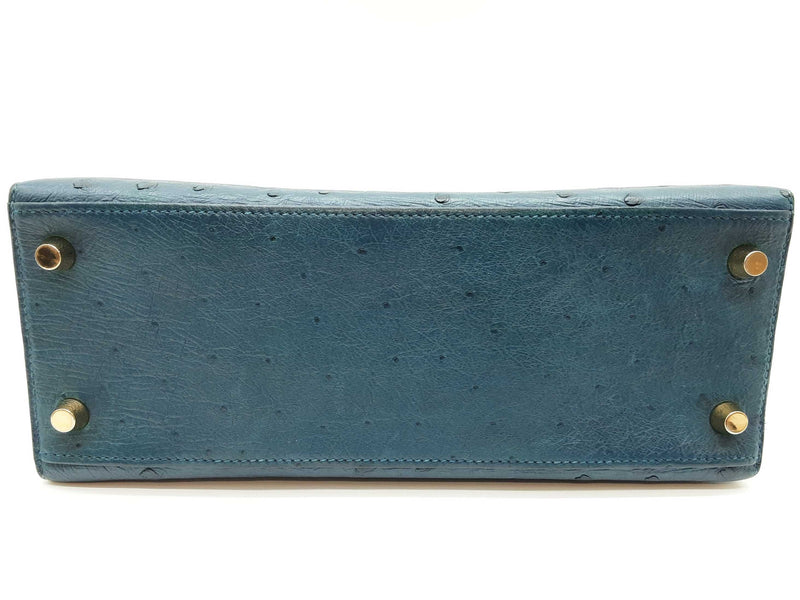 Hermes Kelly 25 Bleu Roi Blue Ostrich Gold Hardware Shoulder Bag Do0723oerxzde