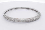 1.95cttw Diamond Hinged Bangle Bracelet 14k White Gold 18.5 Grams Eb0526lrxzsa