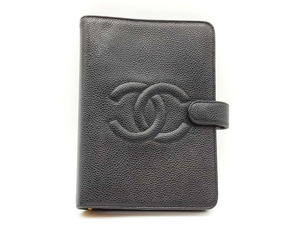 Chanel Timeless Black Caviar Classic Ring Agenda Cover Sd1225wrzde
