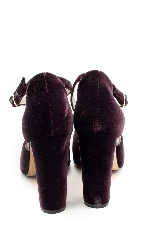 Manolo Blahnik Purple Aminta Velvet Ankle Strap Heels Sz 39 Eblzxsa144010019092