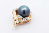 18k Yellow Gold Diamond & Faux Tahitian Pearl Pendant 11.1 Grams Eb1225ixzsa