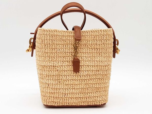 Saint Laurent Le 37 Raffia And Leather Bucket Bag Sd1125izxde