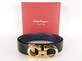 Salvatore Ferragamo Gancini Reversible Black Navy Belt Sd0526lozde