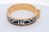 Hermes Balades Equestres Printed Enamel Hinged Bangle Bracelet 40.4g Eb0726oorde