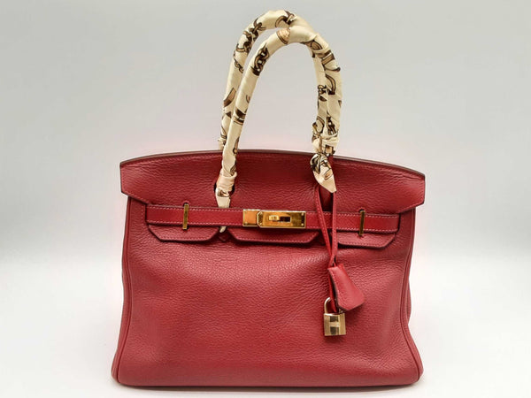 Hermes Birkin 30 Red Rouge Clemence Gold Hardware Handbag Dollzxzde 144010016798