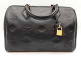 Mcm Ella Maxi Monogram Embossed Black Leather Boston Crossbody Bag Do0925ixzde