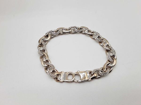 14k White Gold Diamond Solid Chain Link Bracelet Do0524lsxzde