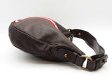 Bally Vintage Black Leather Red & Beige Stripe Hobo Bag Sd0626lzxde