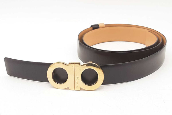 Salvatore Ferragamo Brown Leather Reversible Double Gancini Belt Sd0325lrzsa