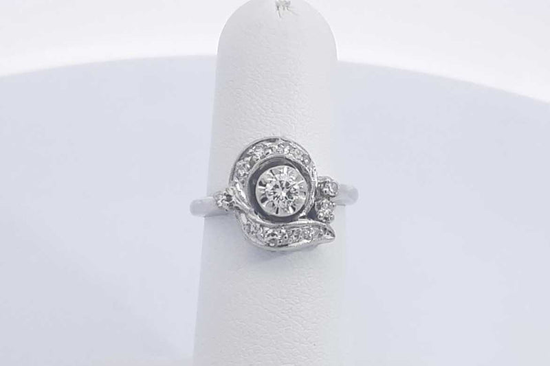 Approx. 0.44ctw Diamond Ring In 14k White Gold 4.1 Grams Size 5.5 Eb1224oorsa