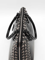 Prada Studded Pyramid Black Saffiano Patent Leather Top Handle Bag Eb0826lxrxde