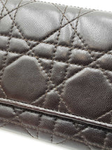 Christian Dior Wallet In Dark Brown Cannage-quilted Lambskin Leather Fw0626ozxdu