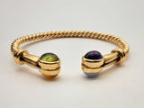 18k Yellow Gold 31.2g Multicolored Stone Cuff Bangle Bracelet 6.25 In Do0125lexzde