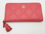 Chanel Pink Diamond Quilted Leather Zipper Wallet Do0425rxzde
