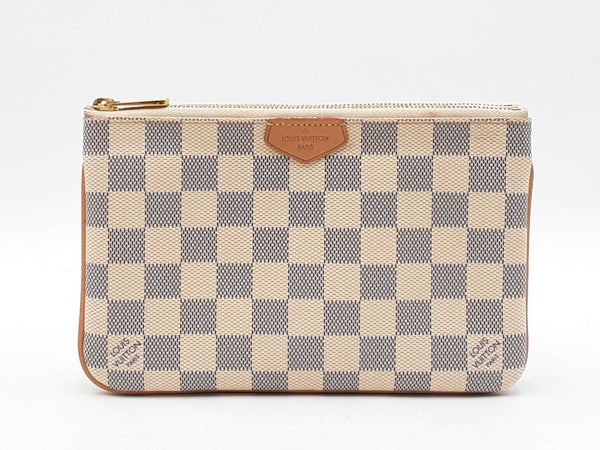 Louis Vuitton Double Zip Pochette In Damier Azur Coated Canvas Fw1125wrxdu