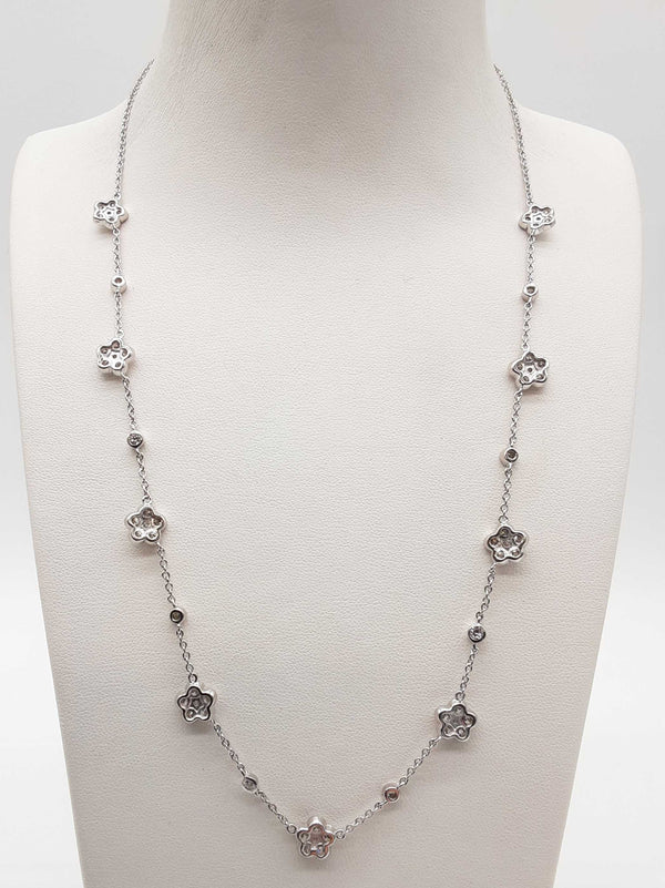 2.60 Cttw Lab Grown Diamonds 0.925 Silver 7.4g Flower By Yard Chain 19 In Do0525oiide