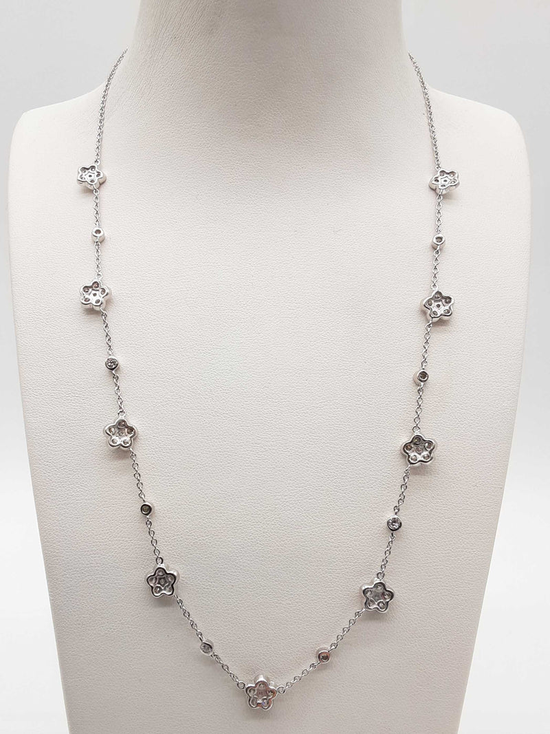 2.60 Cttw Lab Grown Diamonds 0.925 Silver 7.4g Flower By Yard Chain 19 In Do0525oiide