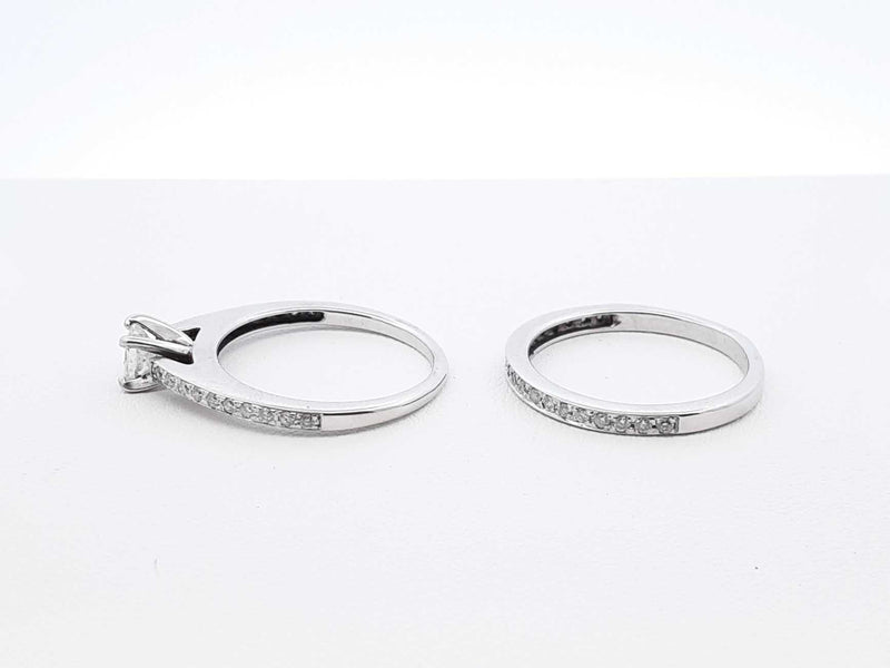 0.71 Cttw Diamond & 14k White Gold Bridal Set 5.4 Grams Size 8 Fw0725wrxdu