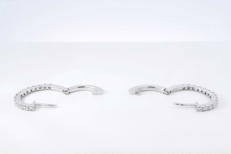 0.56 Cttw Diamond & 18k White Gold Latch-back Hoop Earrings 4.4 Gram Fw0925wzxdu